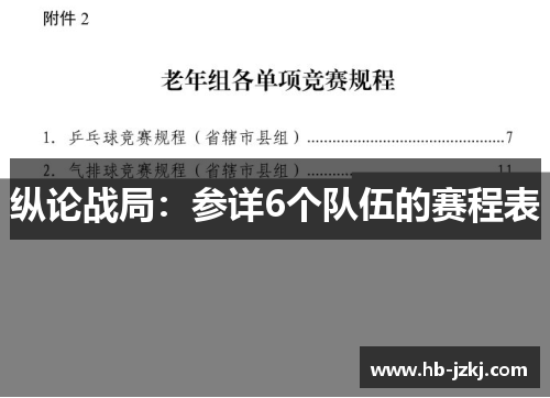纵论战局：参详6个队伍的赛程表